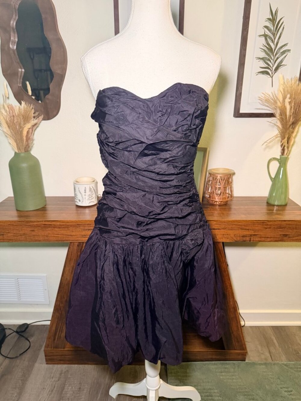 Strapless Bubble Hem Dress Vintage Y2K Formal Prom USA Made Positively Ellyn